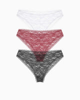 Guess Basic Lace  Kadın Brief 3lü Brazilian Külot Paketi White Red Black Comb