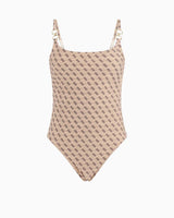 Guess One Piece Logolu Mayo 4G Rustic Beige Aop