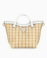 Guess Atalia Hasırlı El Çantası Natural / White