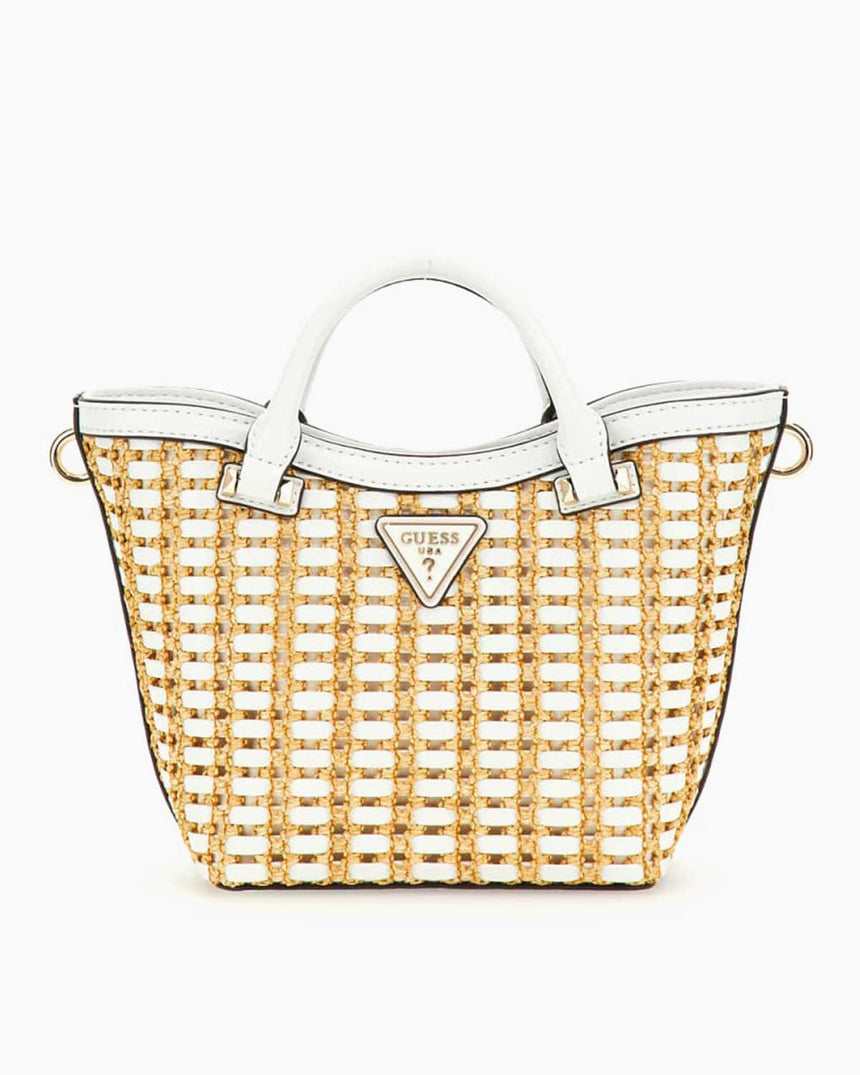 Guess Atalia Hasırlı El Çantası Natural / White