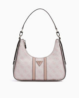 Guess Noreen Top Zip Monogram Omuz Çantası Dusty Rose Logo
