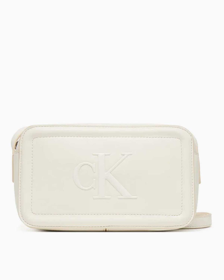 Calvin Klein Kalın Logolu Kadın Kamera Çantası Lily White