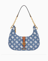 Guess Kuba Top Zip Shoulder Bag Omuz Çantası Denim Logo