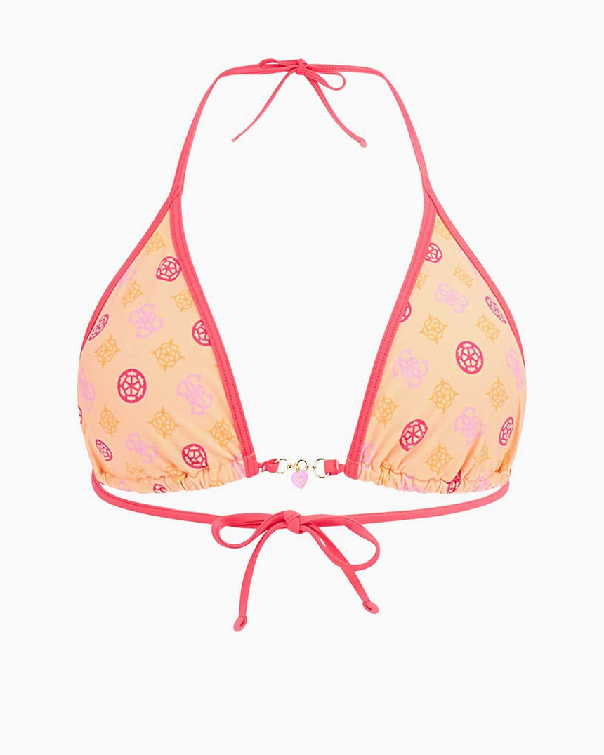 Guess Triangle Remov Padded Bikini Üstü Summer Peony Orange
