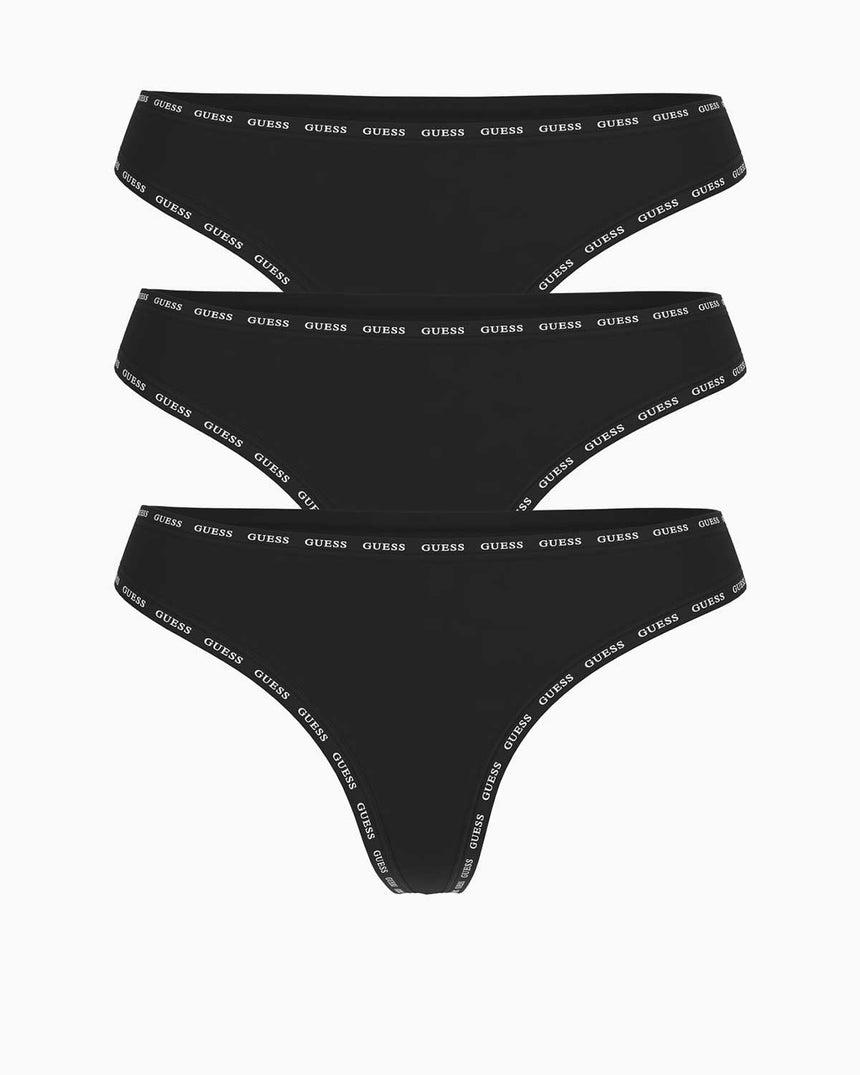 Guess 3Pack Basic Logolu Külot Jet Black A996