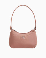 Calvin Klein Sleek Nylon Shoulder Bag Metal Logolu Omuz Çantası Cognac