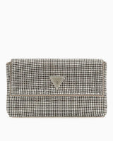 Guess Zalina Flap Clutch Zincir Detaylı Taşlı El Çantası Silver