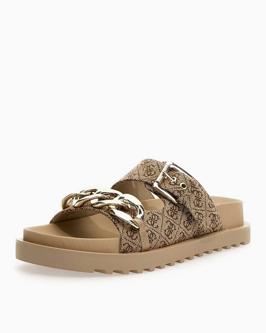 Guess Fatema2 Logolu Terlik Beige / Brown