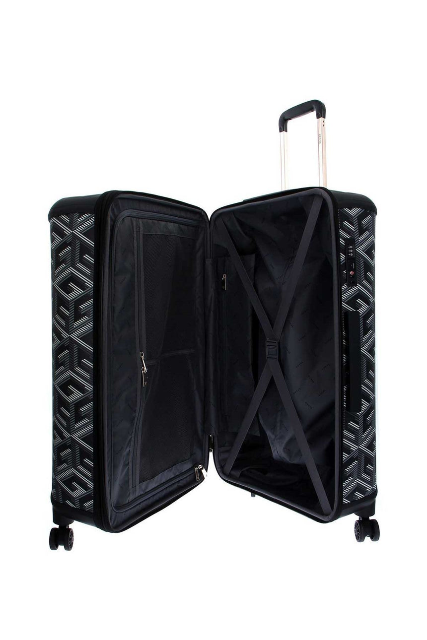 Guess Wilder 28 In 8-Wheel Orta Boy Valiz Black Logo