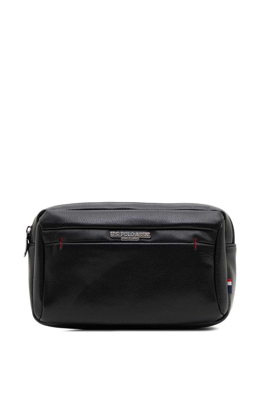 U.s Polo Assn Metal Logo Baskılı Erkek Bel Çantası Siyah