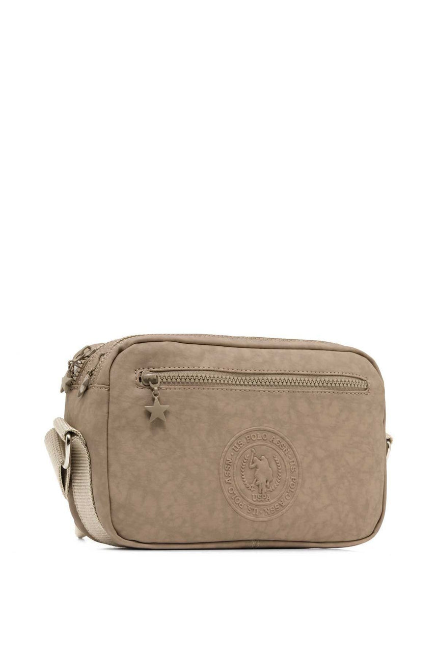 U.s Polo Assn Fermuarlı Ön Cepli Çapraz Askılı Kadın Çantası Açık Vizon