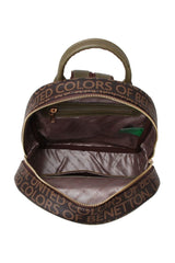 Benetton Çift Fermuar Detaylı Kadın Sırt Çantası Kahve- Haki