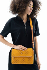 Benetton Kapaklı,Mini Logolu Çapraz Askılı Kadın Çantası Hardal - Camel