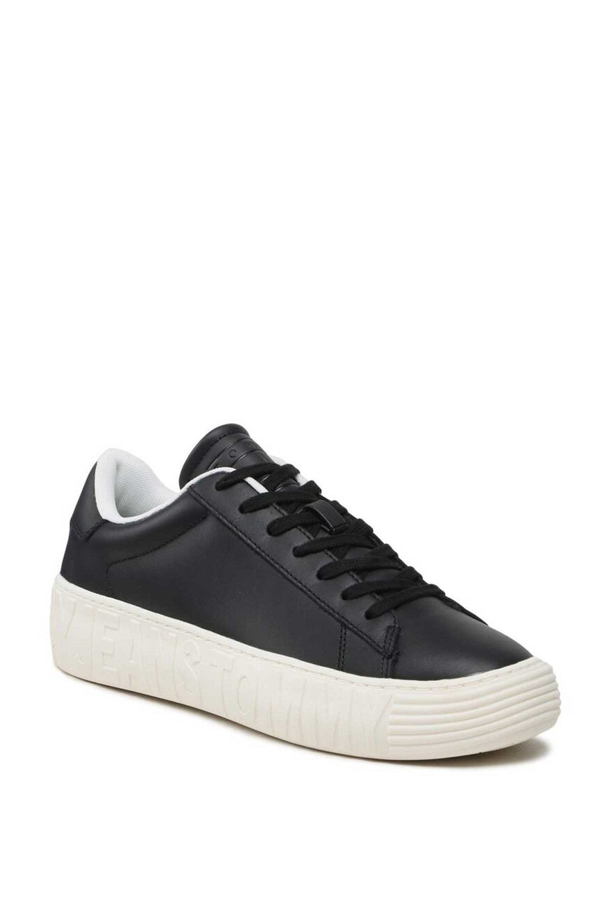 Tommy Hilfiger Leather Outsole Erkek Snekaers Siyah