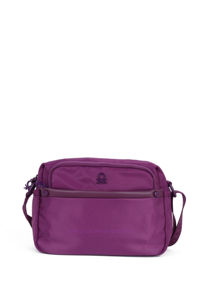 Benetton Dört Bölmeli Çapraz Askılı Kadın Çantası Mürdüm