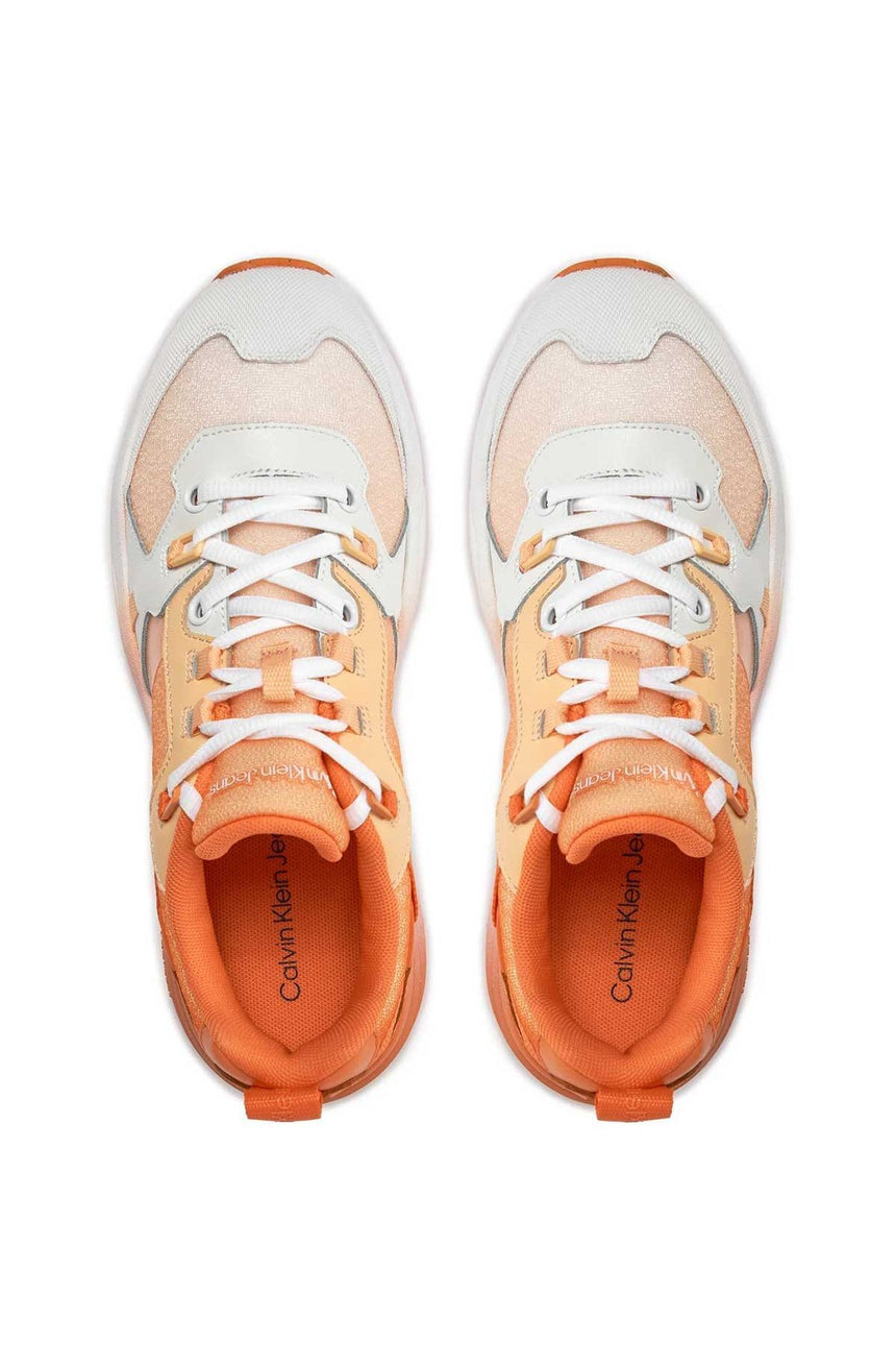 Calvin Klein Retro Tennis Low Lace Up Sneakers Orange