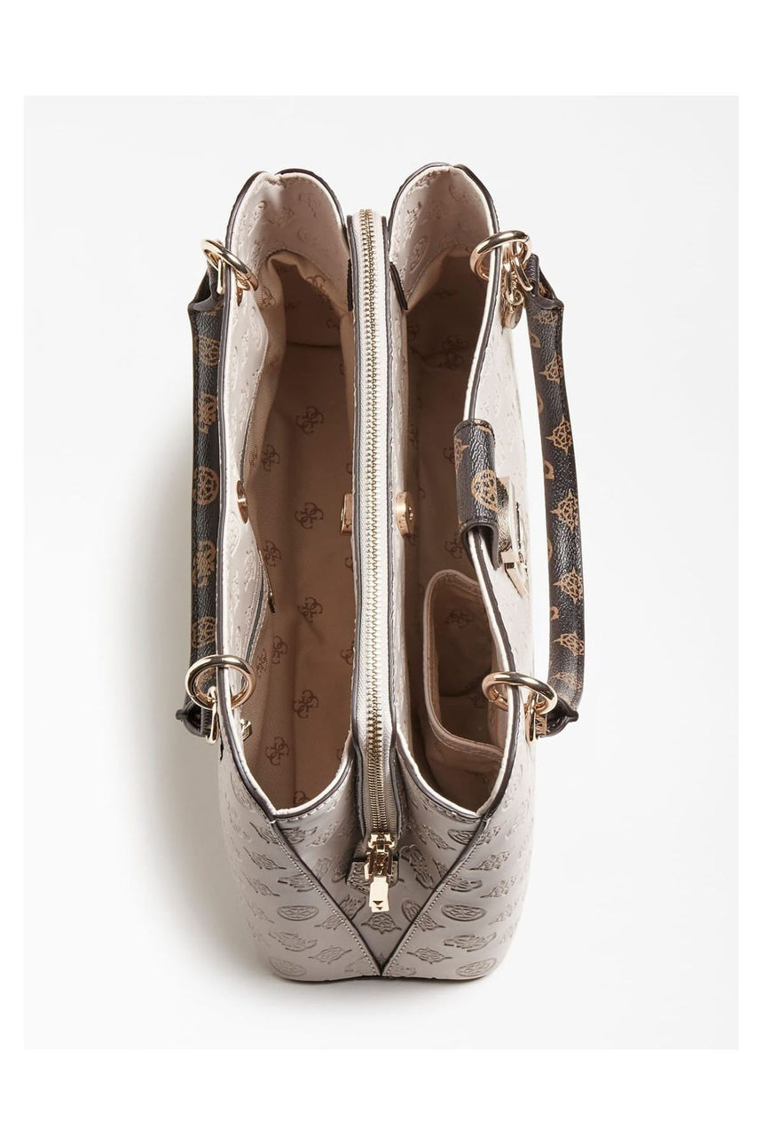 Guess Hensely Logo Girlfriend Kadın Omuz Çantası Stone Multi