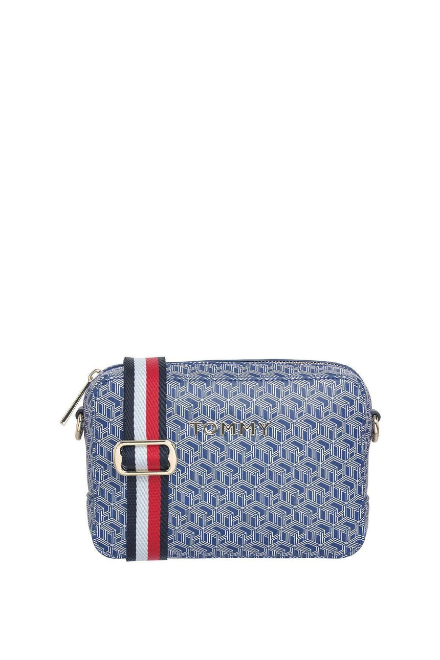Tommy Hilfiger Iconic Tommy Camera Bag Monogram Çapraz Askılı Kadın Çantası Blue Ink