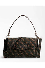 Guess Eco Brenton Flap Shoulder Bag Kadın Çapraz Askılı Çanta Brown Logo