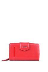 Grande 2 Küçük - 1 Büyük Şeffaf Bölmeli Kadın El Portföyü Kırmızı - Lacivert