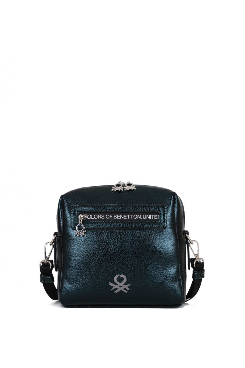Benetton Fermuar Detaylı Çapraz Askılı Kadın Çantası Petrol