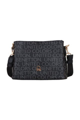 Benetton Çıt Çıtlı Monogram Çapraz Askılı Kadın Çantası Siyah