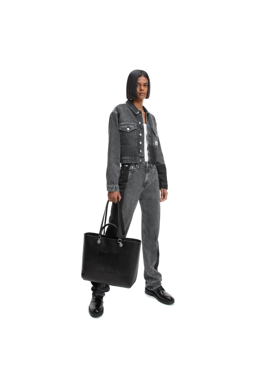 Calvin Klein CK Kabartma Logolu Shopper Kadın Omuz Çantası Black