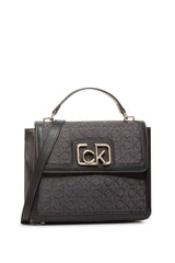 Calvin Klein Flap Top Handle Md J Black Mix