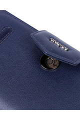 Grande 2 Küçük - 1 Büyük Şeffaf Bölmeli Kadın El Portföyü Lacivert - Kırmızı