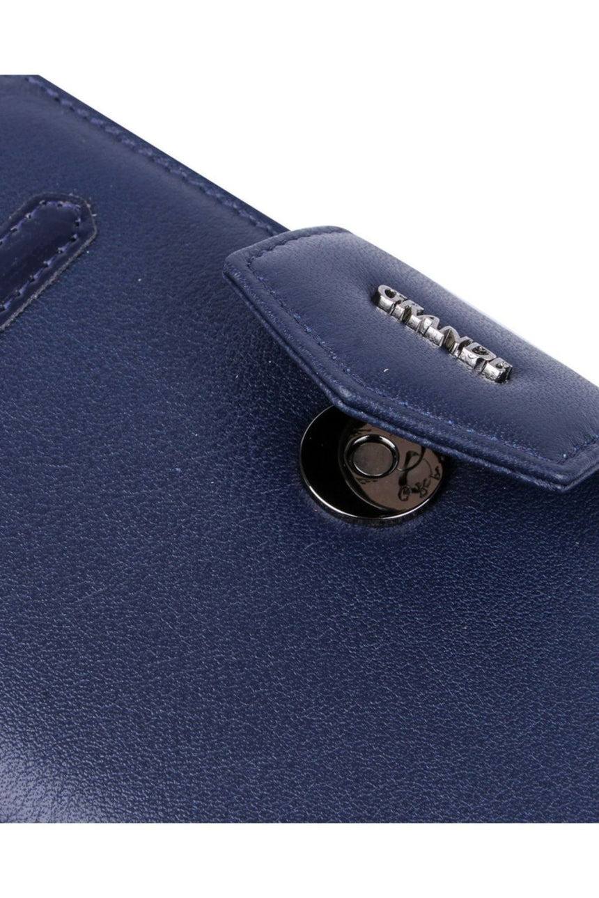 Grande 2 Küçük - 1 Büyük Şeffaf Bölmeli Kadın El Portföyü Lacivert - Kırmızı