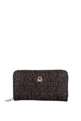 Benetton Logo Baskılı Large Kadın Cüzdanı Kahve - Kırmızı