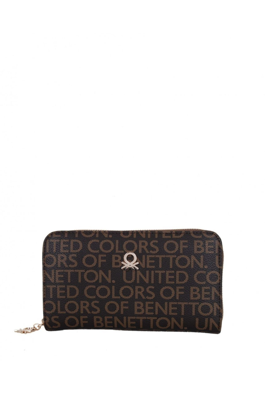Benetton Logo Baskılı Large Kadın Cüzdanı Kahve - Kırmızı
