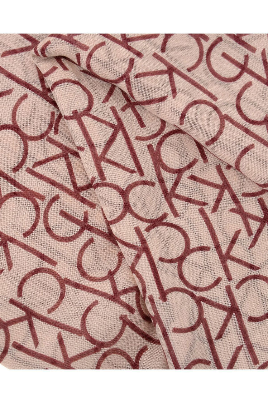 Calvin Klein Ck Allover Logo Şal Bordeaux