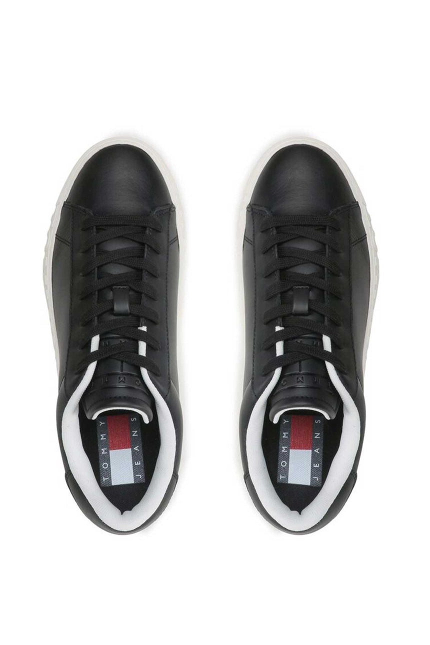 Tommy Hilfiger Leather Outsole Erkek Snekaers Siyah