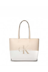 Calvin Klein Sculpted Shopper Kadın Omuz Çantası Tuscan Beige / White