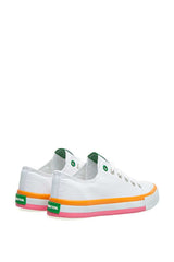 Benetton Renkli Tabanlı Kadın Sneakers Beyaz - Turuncu
