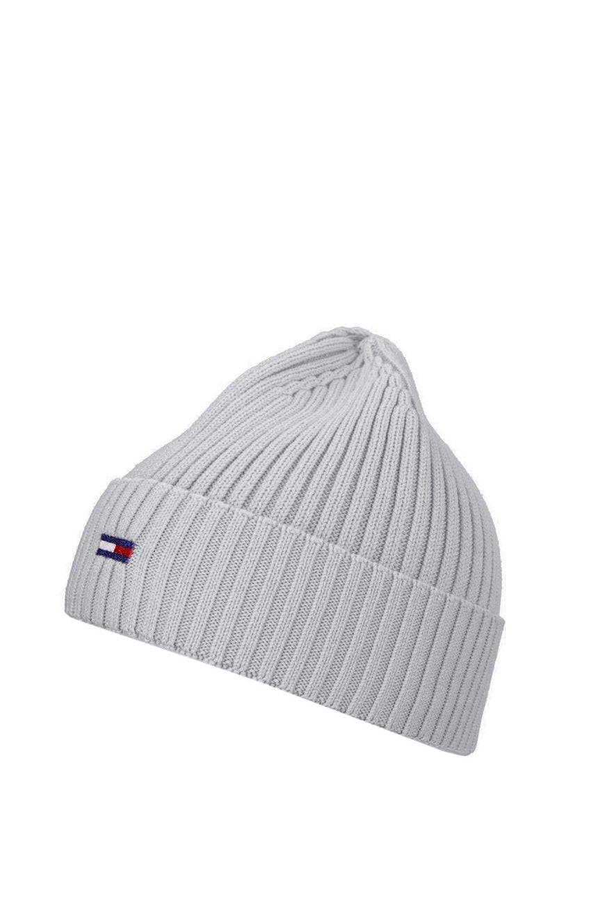 Tommy Hilfiger Tjw Basic Flag Rib Beanie Kadın Bere Pale Grey Heather