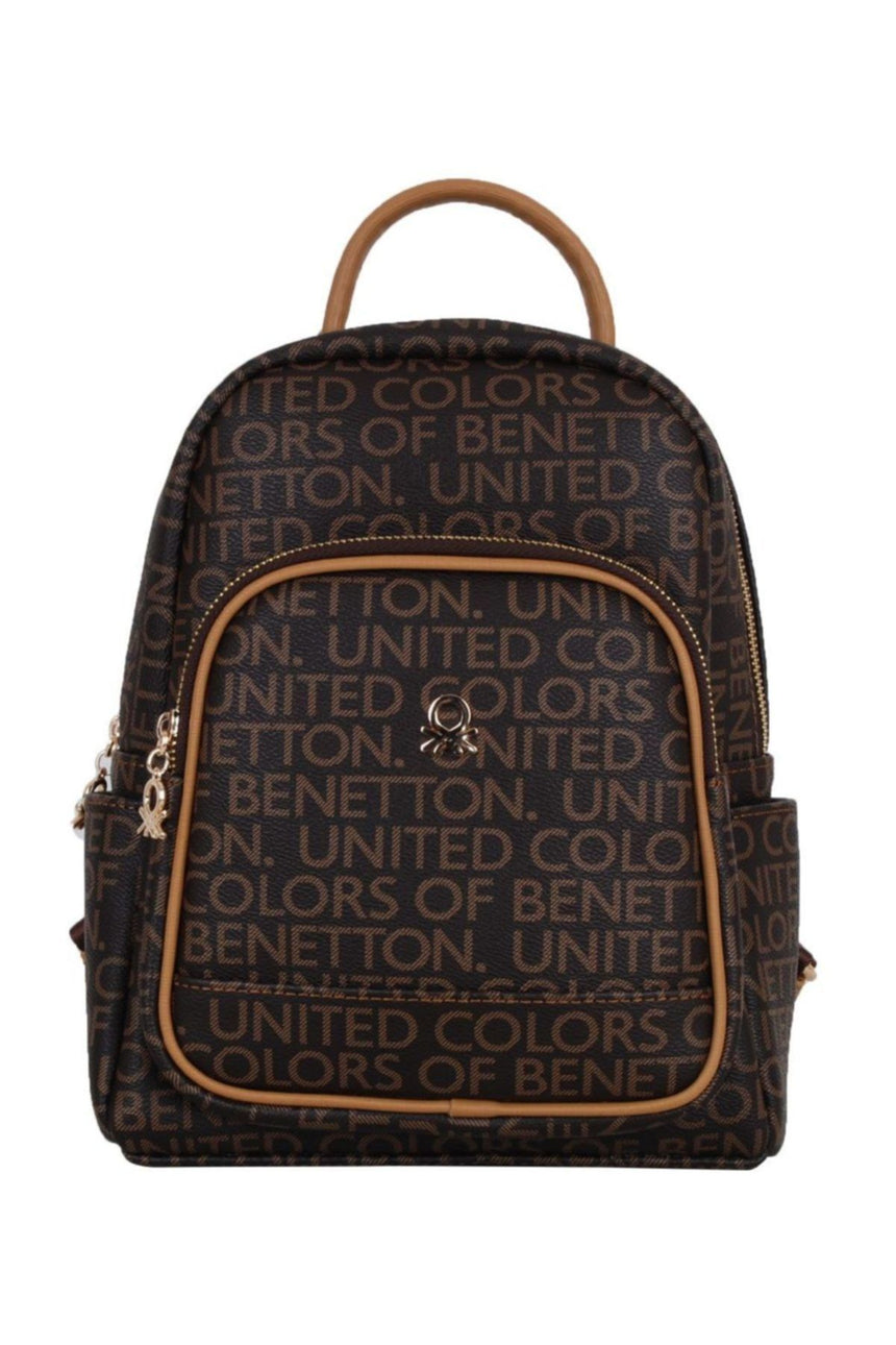 Benetton Ön Bölmeli Kadın Sırt Çantası Kahve - Hardal