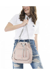Benetton Nano Sport Büzgülü Kadın Omuz Çantası Pembe - Açık Gri