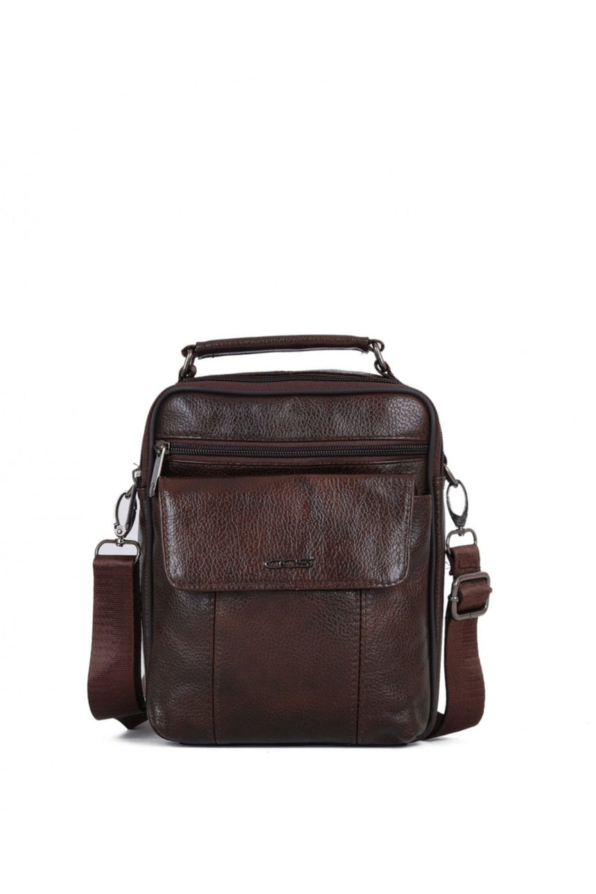 ÇÇS 4 Bölmeli Çapraz Askılı Erkek Çantası Dark Brown