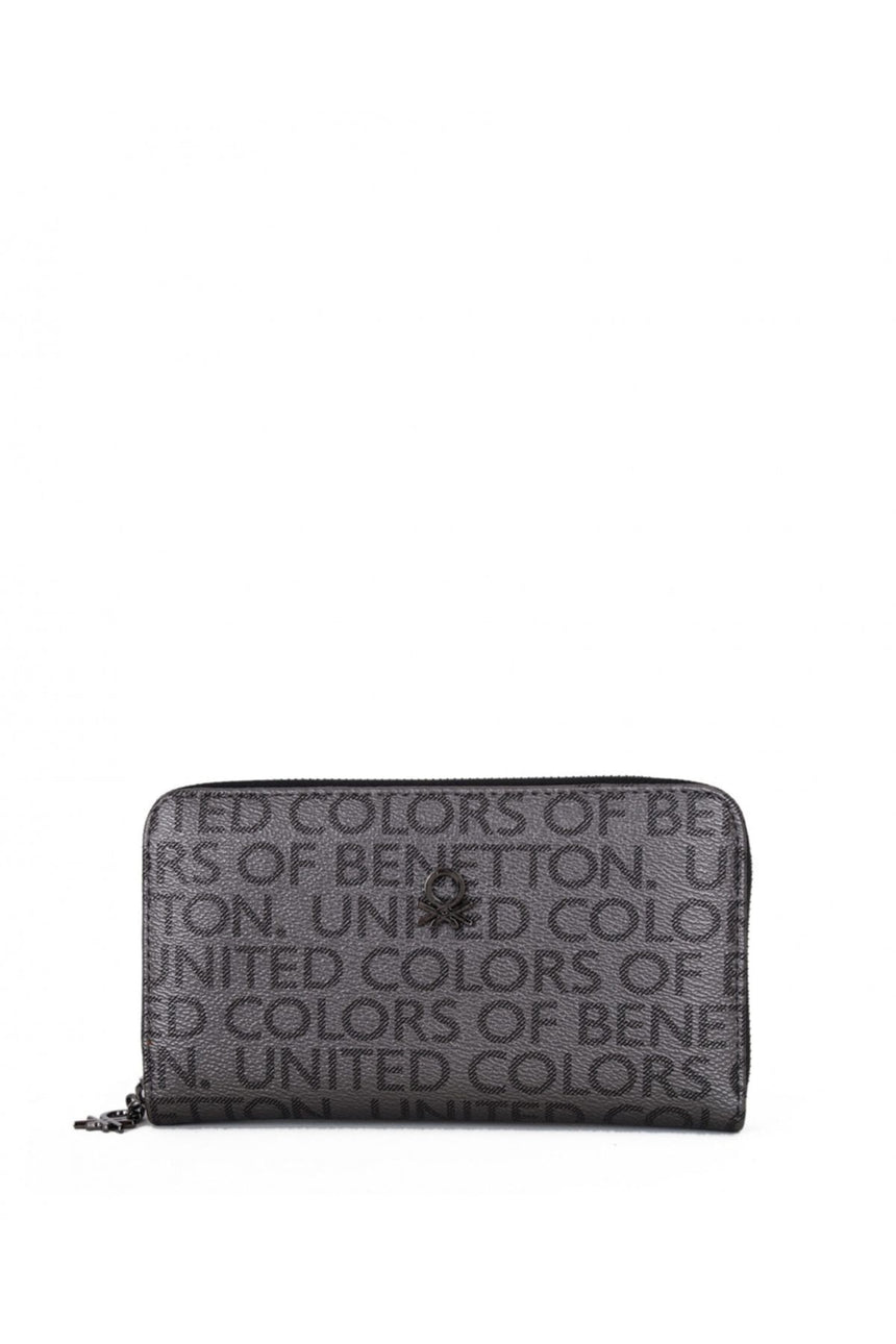 Benetton Logo Baskılı Large Kadın Cüzdanı Platin - Siyah