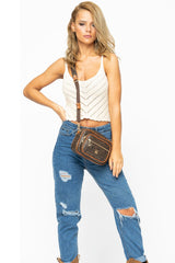 Benetton İki Ön Bölmeli Çapraz Askılı Kadın Çantası Kahve - Taba