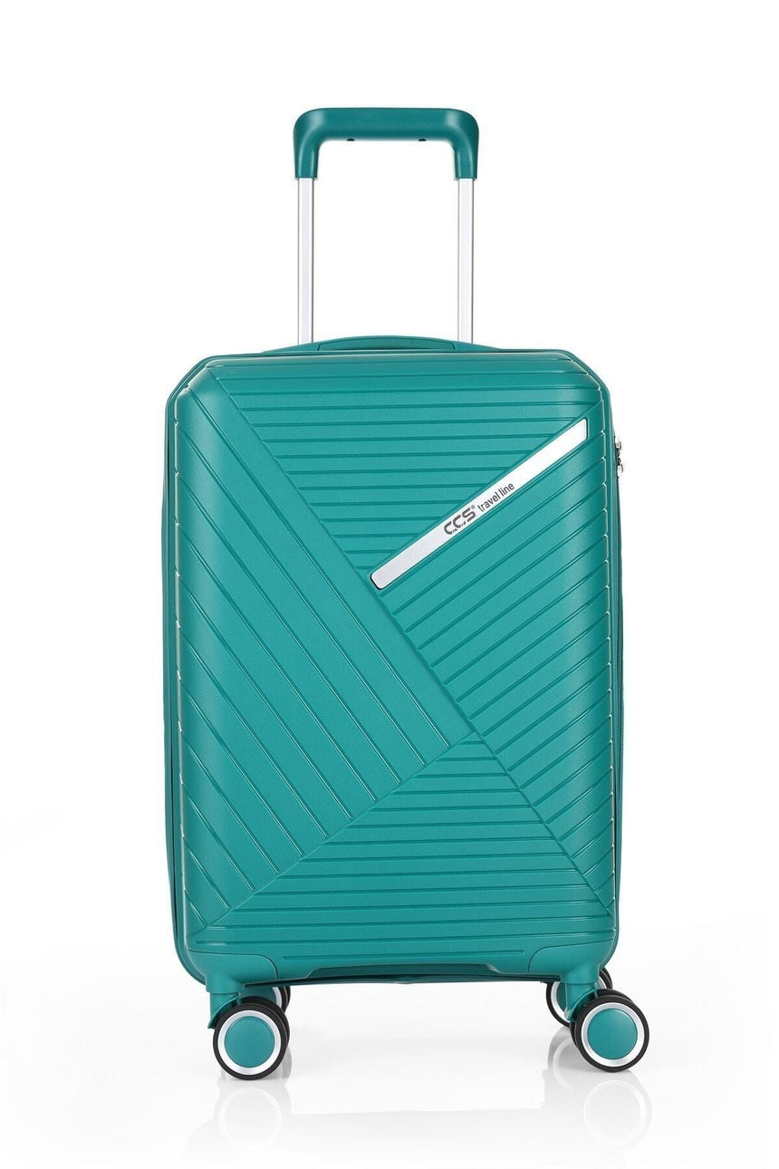 ÇÇS Diagonol Çizgili 75 cm Büyük Boy Valiz Turkuaz