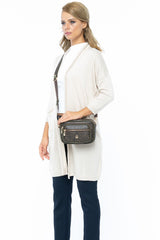 Benetton İki Ön Bölmeli Çapraz Askılı Kadın Çantası Kahve- Haki