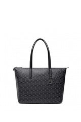 Calvin Klein Ck Monogram Baskılı Fermuarlı Kadın Omuz Çantası Black Mono