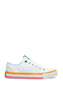 Benetton Renkli Tabanlı Kadın Sneakers Beyaz - Turuncu