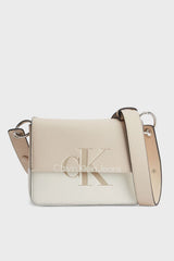 Calvin Klein Logo Crossbody Bag Tuscan Beige / White