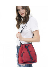 Benetton Nano Sport Büzgülü Kadın Omuz Çantası Kırmızı - Lacivert