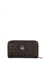 Benetton Logo Baskılı Medium Kadın Cüzdanı Kahve- Haki