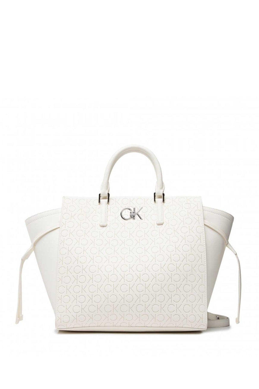 Calvin Klein Re-Lock Drawstring Tote Bag Perf Kadın Omuz Çantası Ck White
